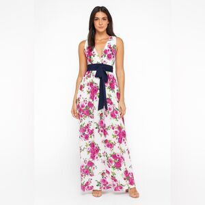 Eva Franco Anthropologie Floral Rose White Romantic Maxi Dress SZ 6